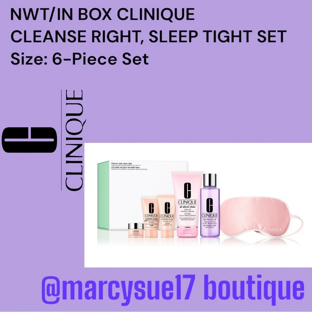 🚨🌟PRICE DROP 🌟🚨 🆕 NWT/IN BOX CLINIQUE CLEANSE RIGHT SLEEP TIGHT 6-PIECE SET